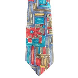 Vintage Meeting Street Multicolor Floral Abstract Pure Silk Classic Men's Tie